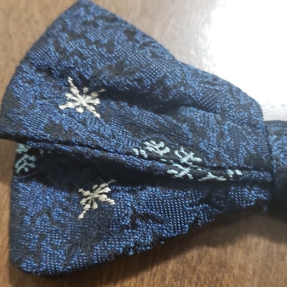 VINTAGE Royal Clip On Bow Tie Navy & Black Antique - Picture 5 of 8